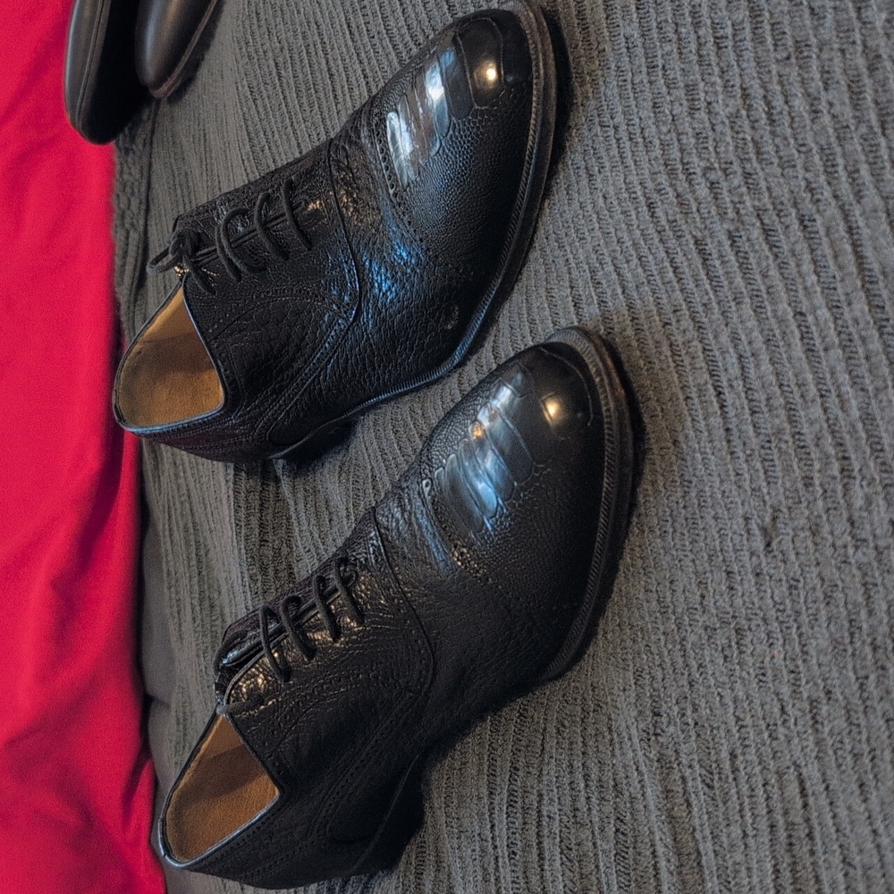 Moreschi Made In Italy Snakeskin Black Dress Shoes Size 11 - 1200 MSRP